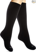 Cotton Compression Socks for Women & Men. 15-20 mmHg Support Knee-High Black S/M by SocksLaneCompression