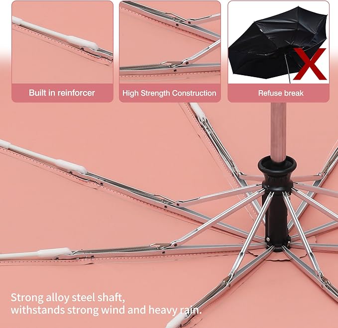 Color Coated Sun Umbrella UV Protection Compact Folding Windproof Parasols - Image 6