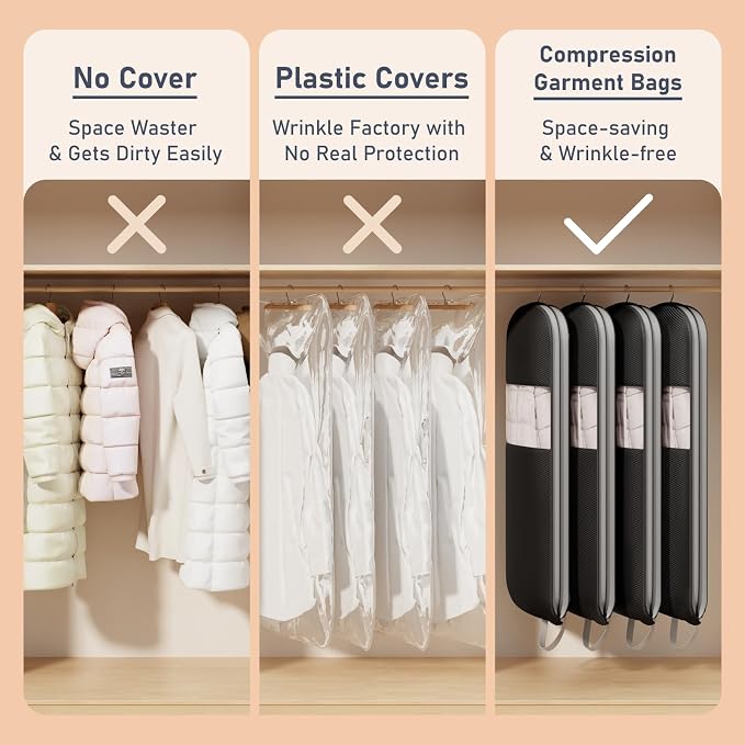 DIMJ 4 Pack 54" Garment Bags for Hanging Clothes - Image 4