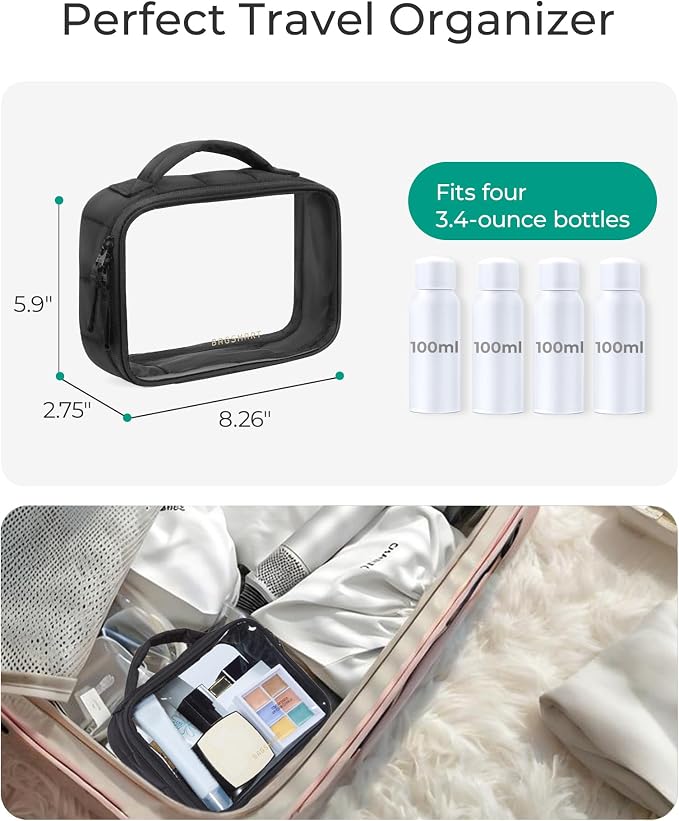 BAGSMART Clear TSA-Approved Toiletry Bag, Puffy Edges Travel Makeup Bag - Image 3
