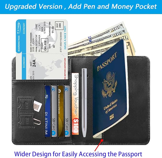 Passport Holder With Luggage Tag Travel Essentials Passport Cover Wallet RFID - Image 4
