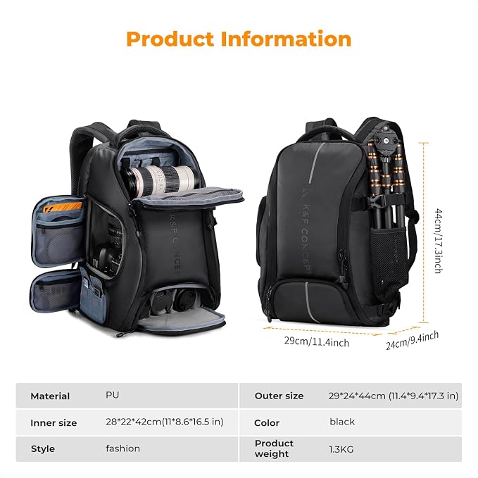 K&F Concept Camera Backpack, 25L Large Capacity Camera Bag - Image 7