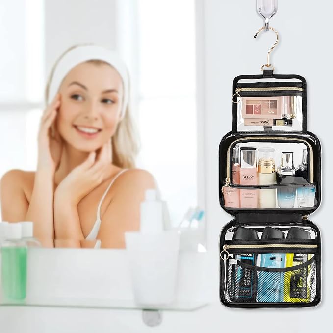 Toiletry Bag for Men, Transparent Makeup Bag Organizer Portable Skincare - Image 2