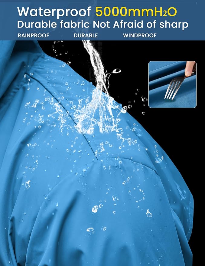 COOFANDY Men's Long Raincoat Ligtweight Rain Jacket Waterproof Outdoor Jackets - Image 5