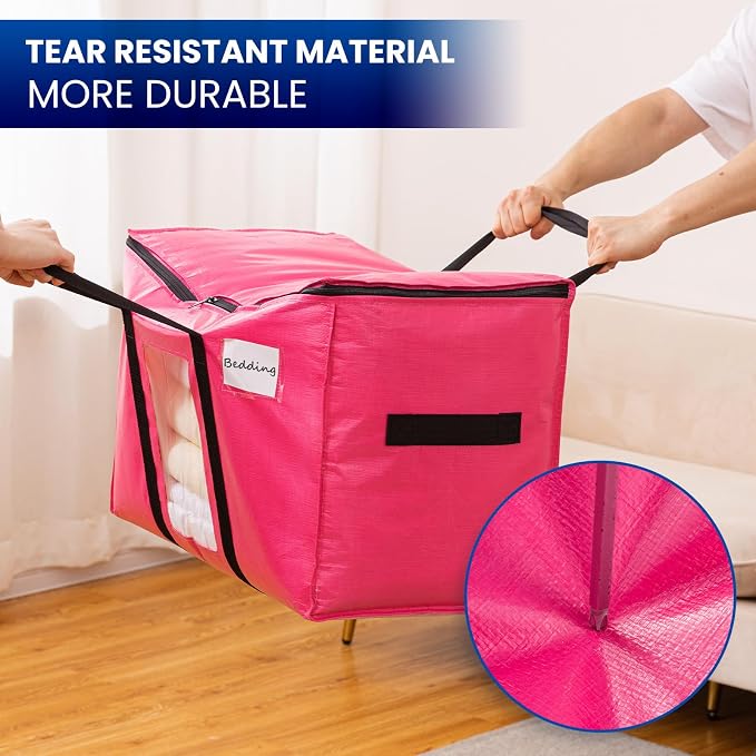 TAILI 2 Pack Pink Extra Large Moving Bags, Heavy Duty Totes - Image 7