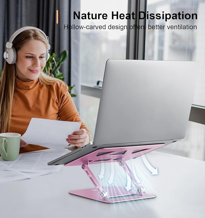 Laptop Stand Holder, Adjustable Desk Laptop Riser, Foldable Notebook Computer - Image 4
