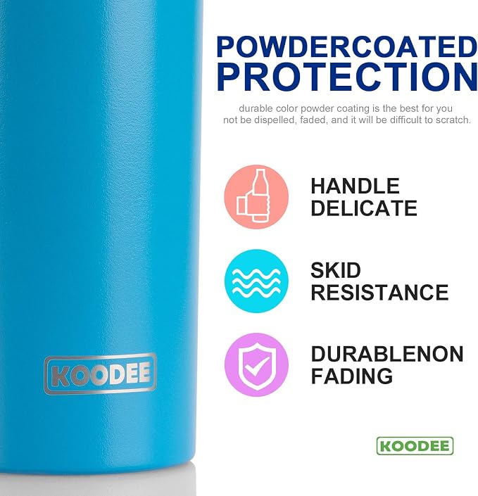 koodee 20 oz Stainless Steel Skinny Tumblers Double Wall Insulated Water - Image 2