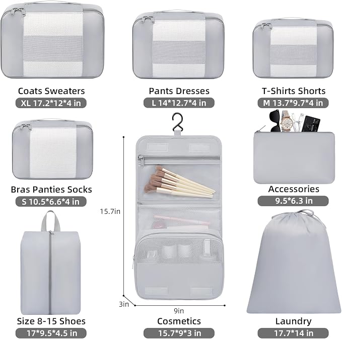 BAGAIL 6 Set/8 Set/10 Set Packing Cubes Various Sizes Packing Organizer - Image 2