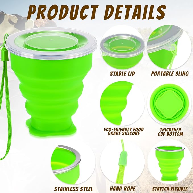 12 Pcs Silicone Collapsible Cup 7.04 oz Folding Camping Travel Collapsible - Image 4