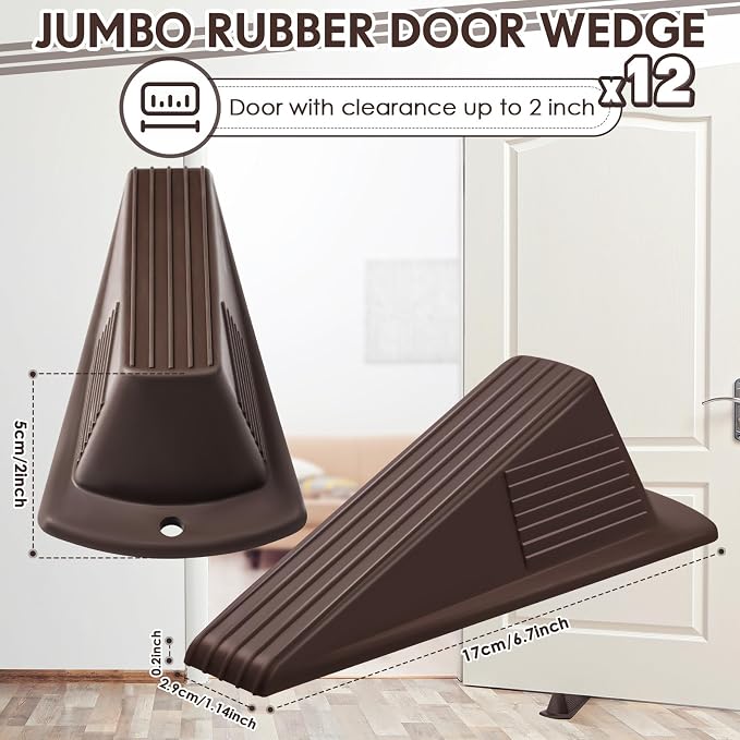 Frienda 12 Pcs Jumbo Door Stoppers Heavy Duty Door Stopper Tall up to 2inch - Image 2