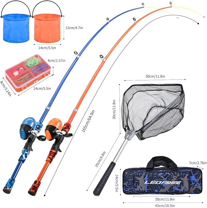 LEOFISHING Portable Kids Fishing Rod Set 2Pack Telescopic Fishing Poles - Image 5