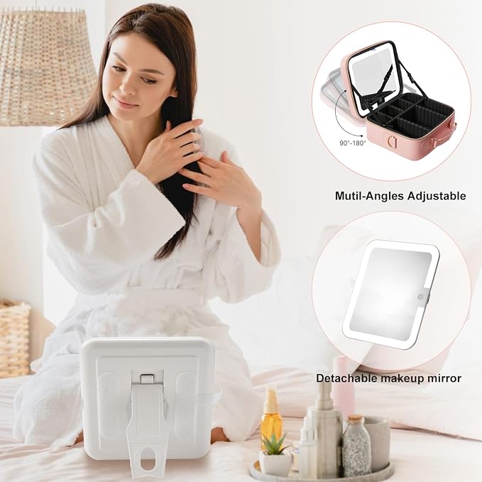 Mocado Travel Makeup Bag with LED Lighted Mirror, Travel Makeup Organizer - Image 5