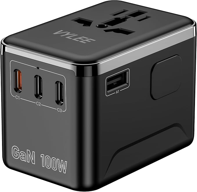 Universal Travel Adapter, PD100W GaN International Power Adapter by VYLEETechnology