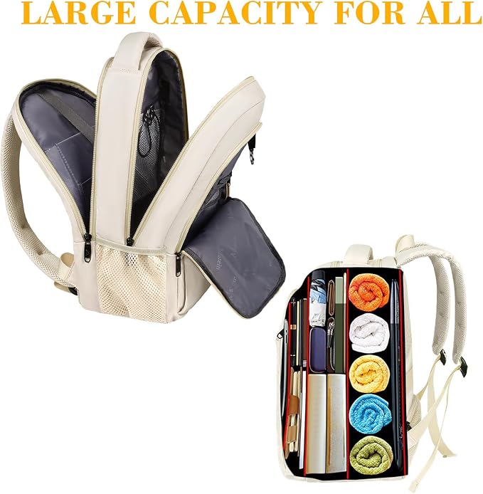 MATEIN Beige Laptop Backpack 15.6 Inch, Lightweight Sturdy Bag - Image 4