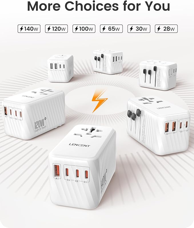 LENCENT Universal Travel Adapter, 100W GaN International Fast Charger - Image 6