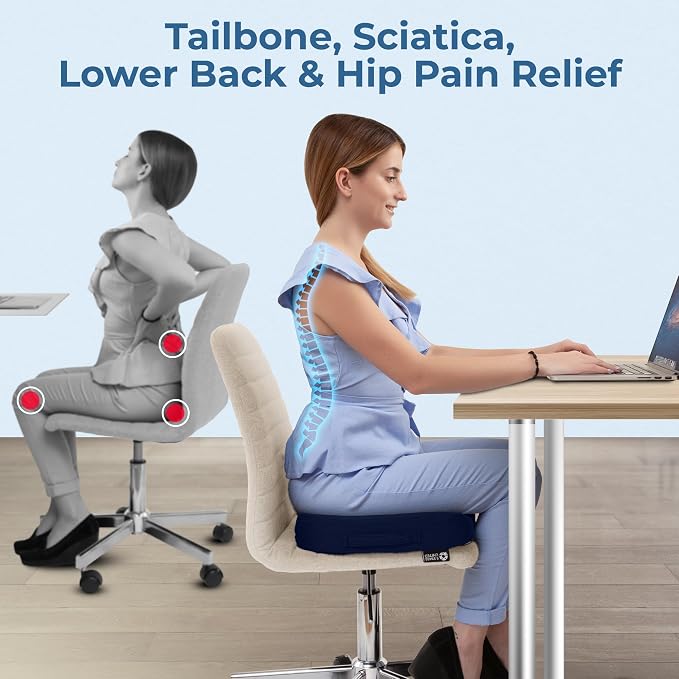 5 STARS UNITED Seat Cushion for Tailbone Pain Relief – Memory Foam Cushion for - Image 3