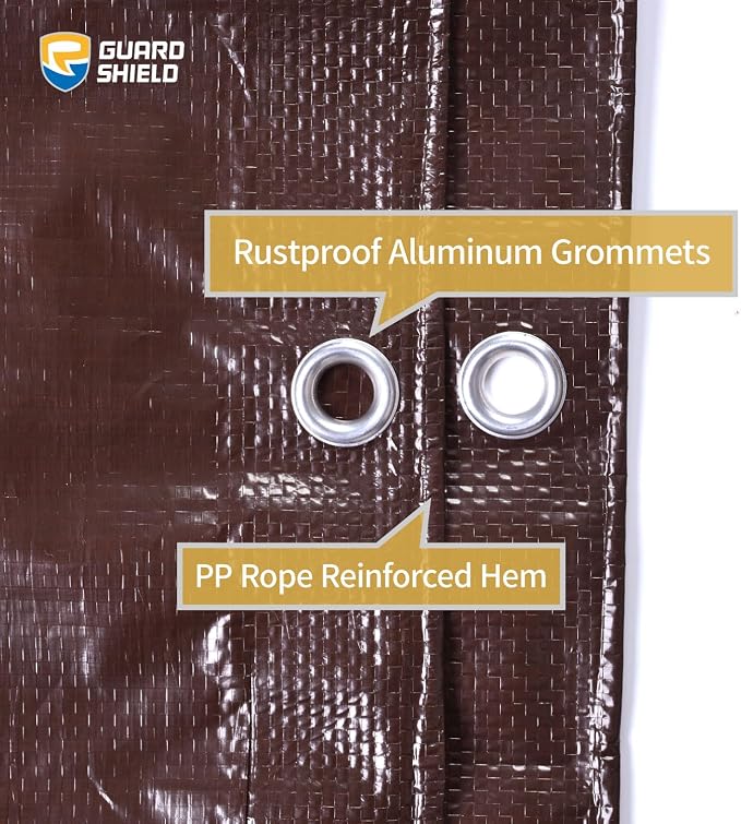 GUARD SHIELD Brown Tarp 10x10 Feet Waterproof Tarps Lightweight Camping Tarp - Image 4