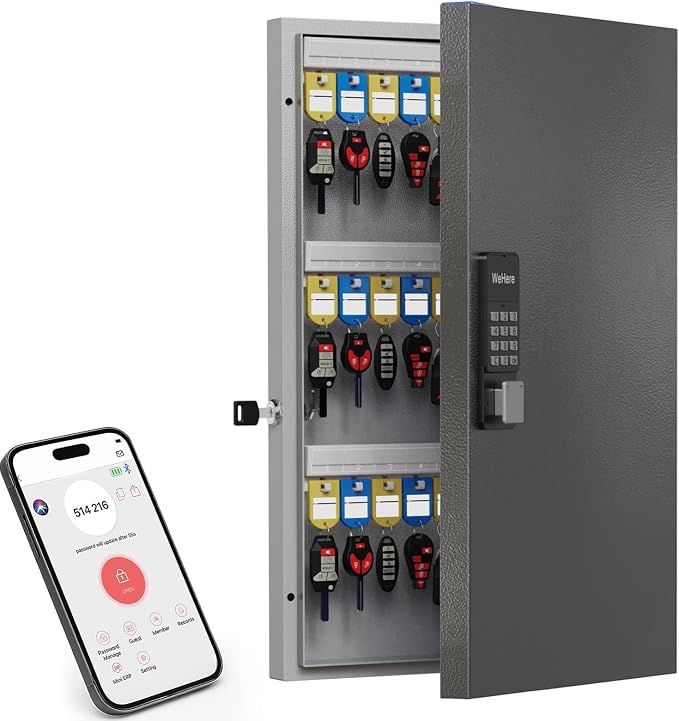 72 Key Cabinet Organizer, Metal Key Lock Box Wall Mount use OTP Technology by DiDiHere