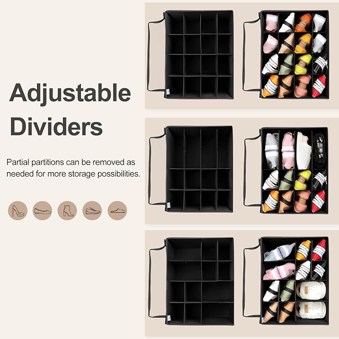 Shoe Organizer for Closet 2 Pack, Foldable Shoe Box - Image 4