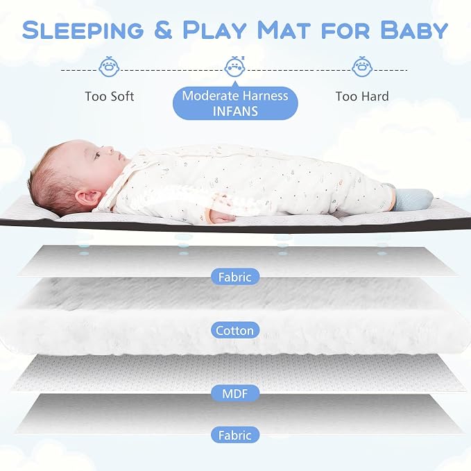 INFANS Pack and Play, 5 in 1 Baby Bedside Sleeper - Image 3