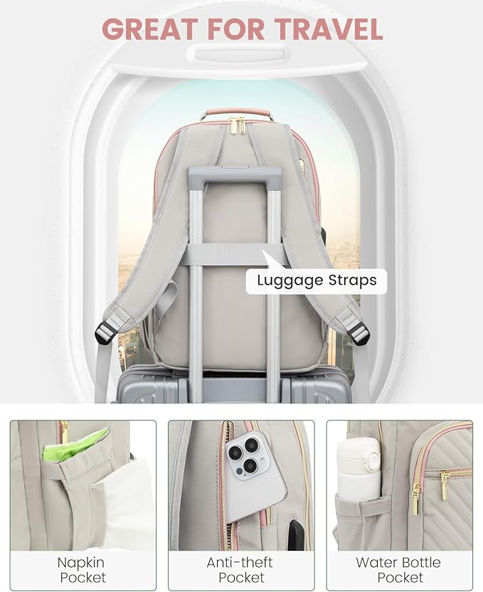 LOVEVOOK Laptop Backpack for Women, Travel Computer Work Bags - Image 4