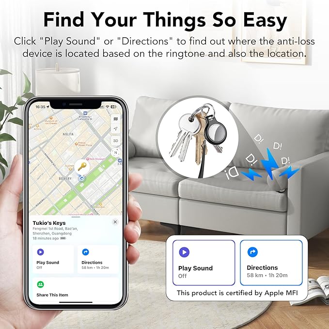 2025 New Air Tracker Tags-2 Pack, Replaceable Battery, Key Finder and Item - Image 4