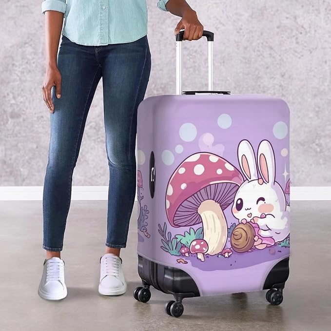 Cute Bunny Rabbit Luggage Covers Fit 22-25 Inch Universal Thickness Suitcase - Image 4