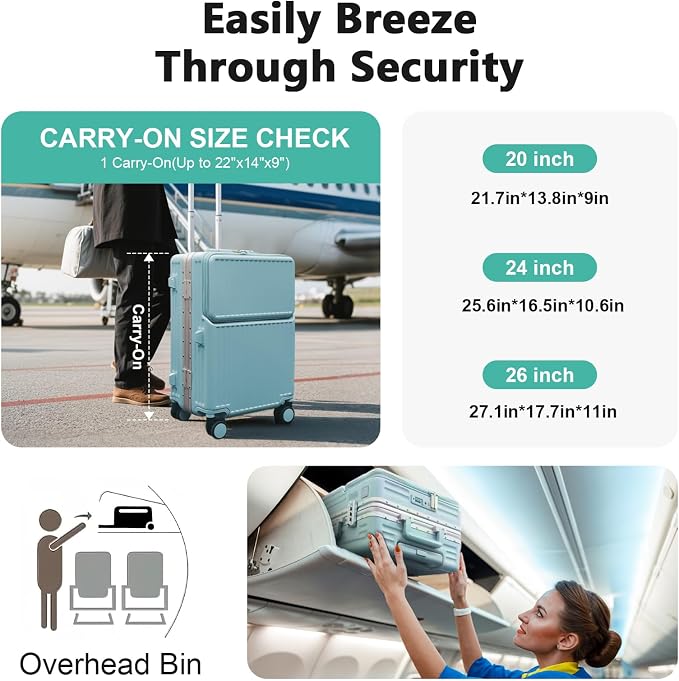 Hard Shell Luggage 20 Inch Travel Luggage, Carry-On Luggage Spinner TSA - Image 6