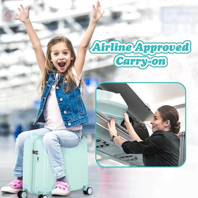 20" Ride-On Travel Suitcase for Kids, Cute Ear Toddler Carry on Luggage - Image 7