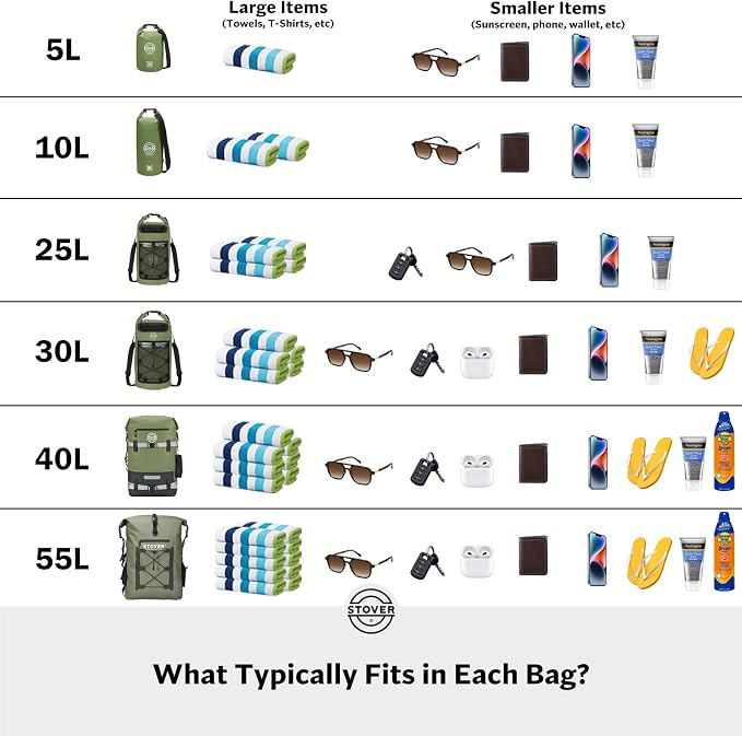 STOVER 5/10/25/30/40/55L Waterproof Backpack- Floating Dry Bag - Image 8