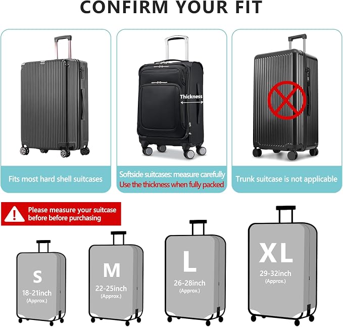 Travelkin Luggage Cover Washable Suitcase Cover Suitcase Protector Anti-scratch - Image 3