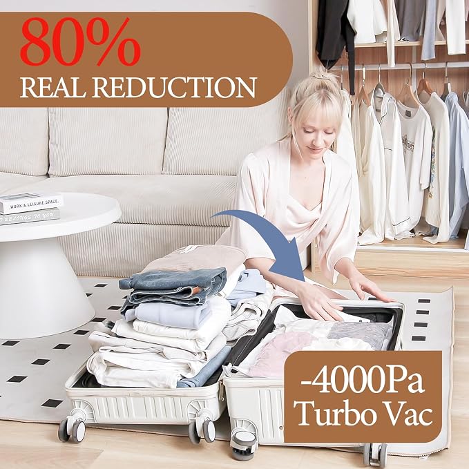 Travel Vacuum Bags with Wireless Charging Air Pump, 12 Pack Vacuum Storage Seal - Image 4