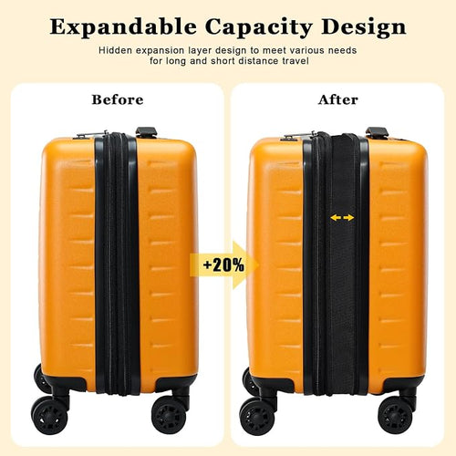 16 Inch Carry On Luggage Airline Approved, Expandable Lightweight ABS+PC Hard - Image 2