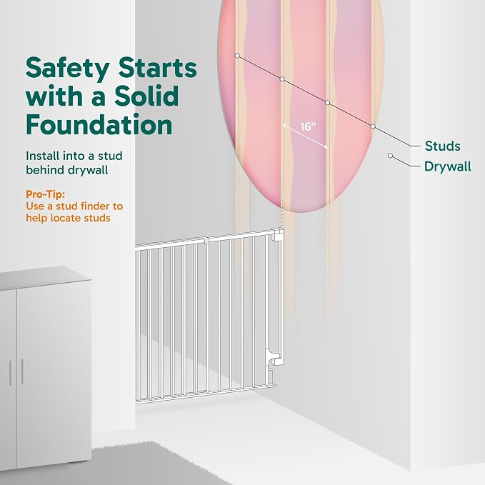 Cumbor 29.2–43" Baby Gate for Stairs, Wall-Mounted, Expandable No Bottom Bar - Image 7