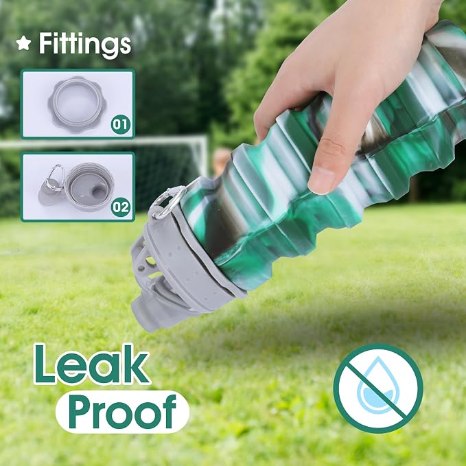 Collapsible Water Bottle for Adults, Reusable Silicone Foldable Water Bottles - Image 4