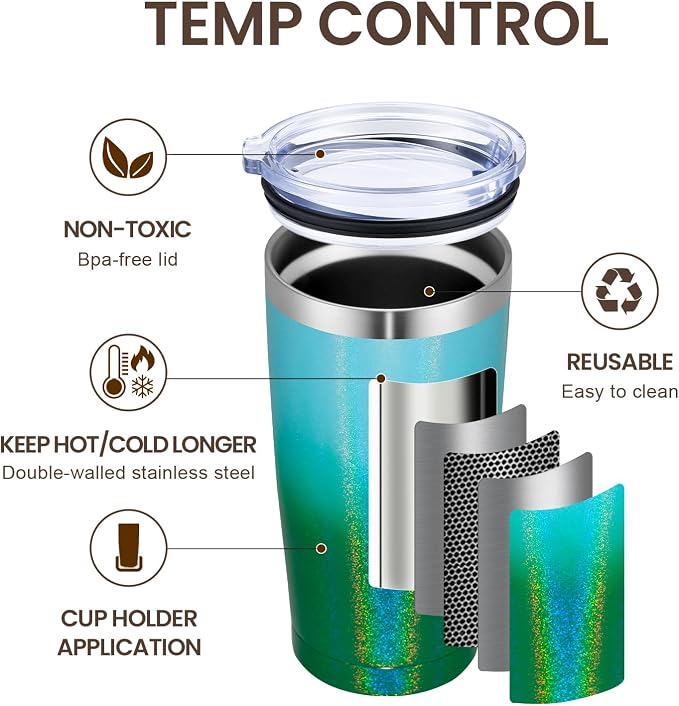 MEWAY 20oz Tumbler 12 Pack Double Wall Vacuum Insulated Travel Glitter Mug Bulk - Image 2