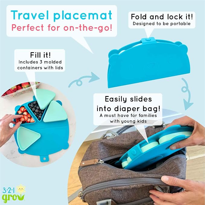 On-The-Go Snack Mat – Baby Silicone Travel Dining Placemat – Portable Silicone - Image 2