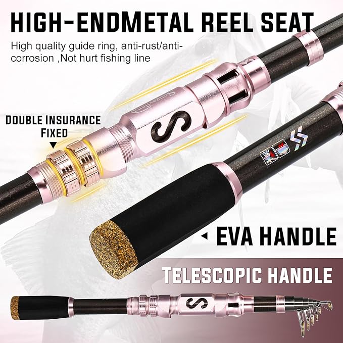 Sougayilang Telescopic Fishing Rod and Reel Combo, Collapsible Travel Fishing - Image 3