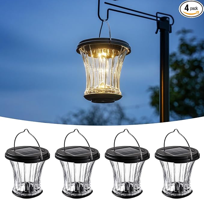 Glass Solar Lantern Outdoor, Waterproof Hanging Solar Lights by OPOIRA