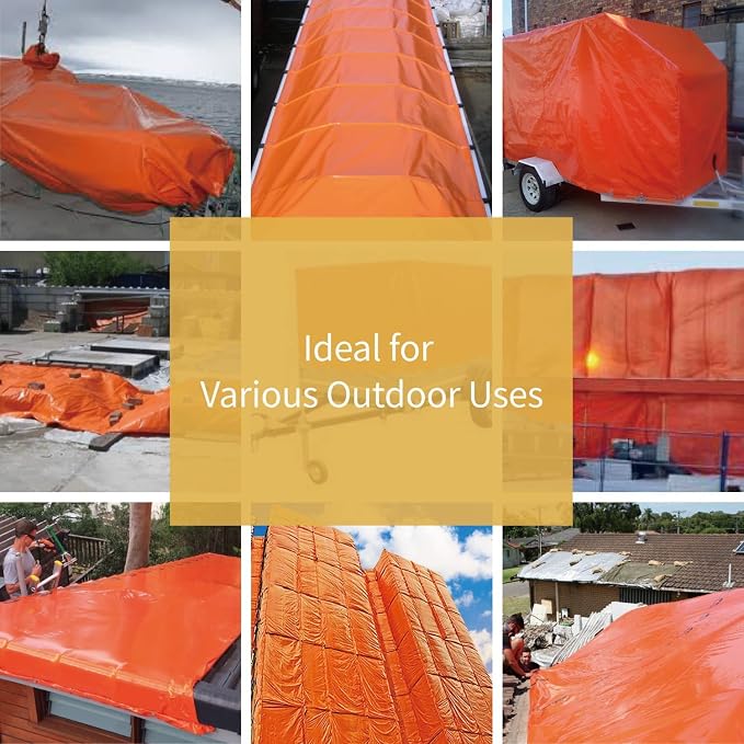 GUARD SHIELD Orange Tarp 16x20 Feet Tarps High Visibility Outdoor Poly Cover - Image 5