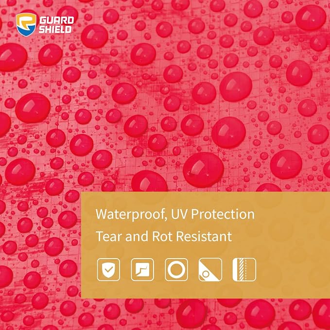 GUARD SHIELD Red Tarp 8x8 Feet Tarps High Visibility Outdoor Poly Cover - Image 5
