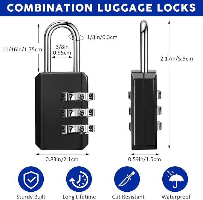 Chumia 32 Pack 3 Digit Combination Lock Small Combo Locks Waterproof Luggage - Image 2