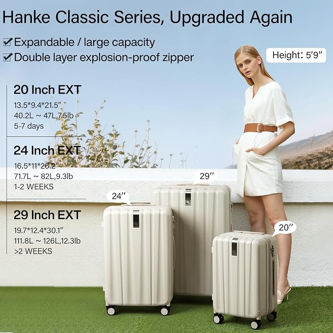 Hanke Expandable Hard Shell Luggage Sets 2 piece Carry On Luggage - Image 2