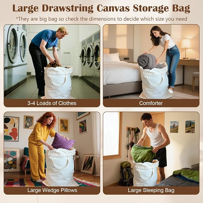 Canvas Laundry Bag 33"x 35", Thick Cotton Laundry Bag - Image 6