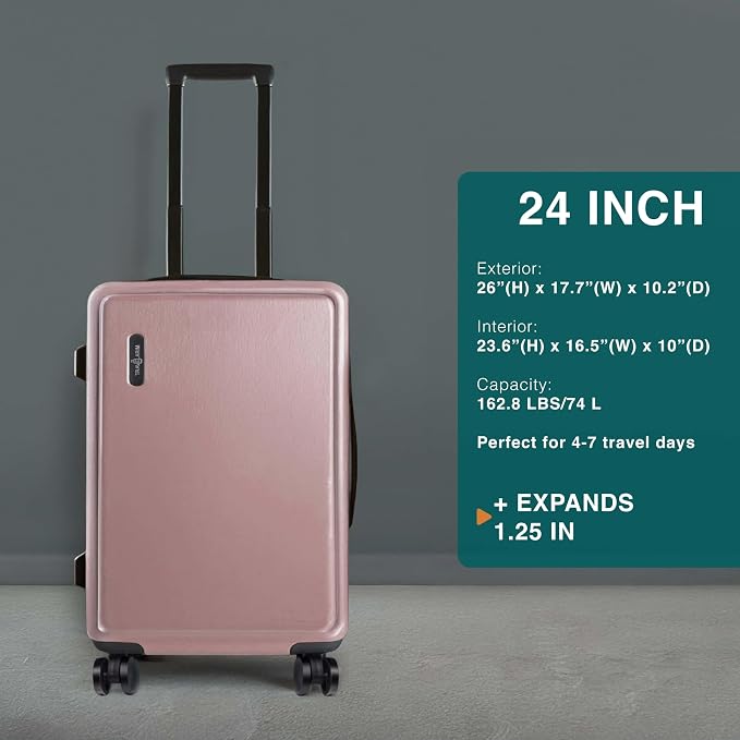 24 Inch Luggage with Spinner Wheels, Hard Shell Suitcase with TSA Locks - Image 2