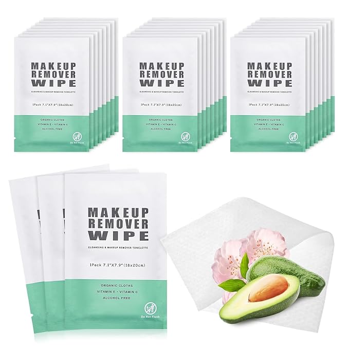 50 Individually Wrapped Makeup Remover Wipes by Gisdo
