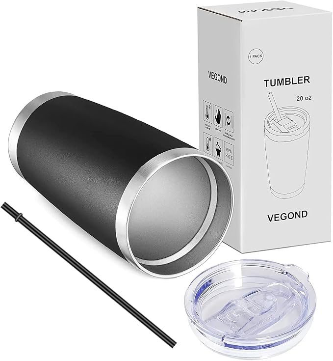 VEGOND 20oz Tumbler with Lid and Straw Stainless Steel Tumbler Cup Vacuum - Image 7