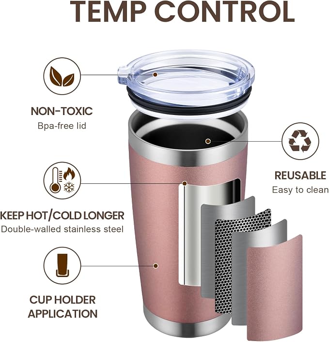 MEWAY 20oz Tumbler Cup Double Wall Vacuum Insulated Travel Mug Bulk, Stainless - Image 2