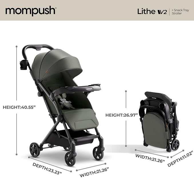 Mompush Lithe V2 Lightweight Travel Stroller, Compact Foldable Baby Stroller - Image 9