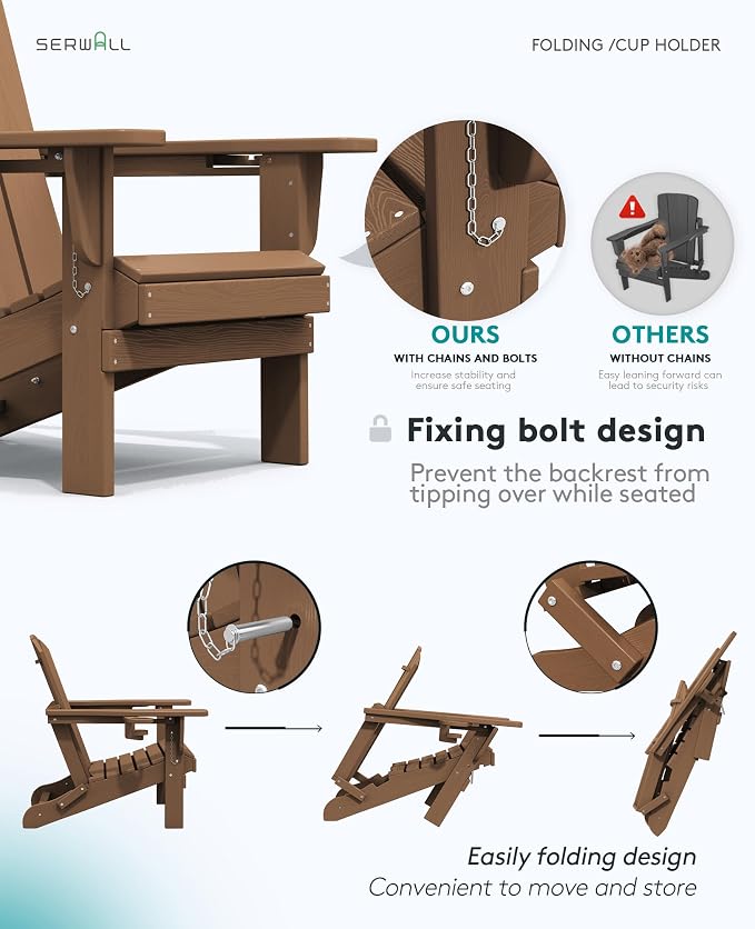 SERWALL Adirondack Chair with Cup Holders - Image 6